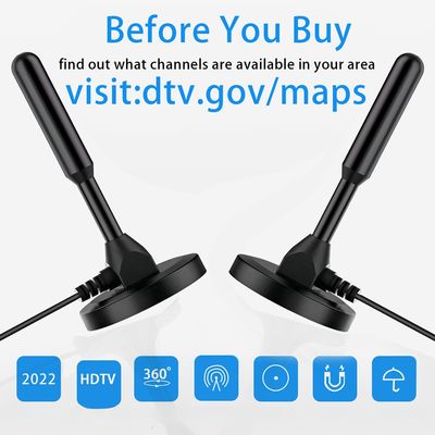 50 Miles Range DVB-T2 HDTV Digital Indoor Antenna for VHF 172-240 MHz /UHF 470-860 MHz Compact and Lightweight Design