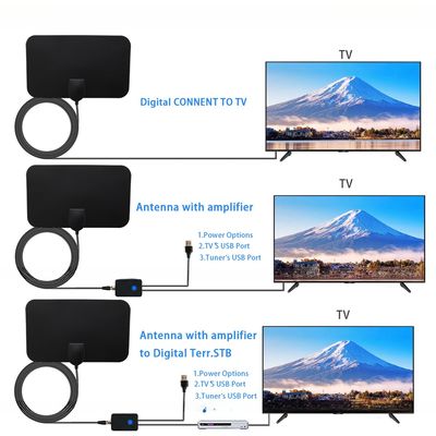 Amplified 3M Digital DVB-T DVB-T/M DVB-C Antenna for HDTV Flat &amp; Film-Encased Increases Reception for CCTV DTMB CMMB Channels