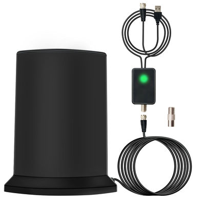 High Gain Black 4K DVB T2 Long Range HDTV Antenna for VHF UHF Amplified Digital Outdoor/Indoor TV on Connector type F-head