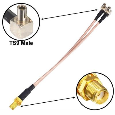 SMA Female to 2 SMA Male RF Coax Crimp Adapter RG316 Extension FPV Antenna Cable for in -40- 85°C Temperature Range