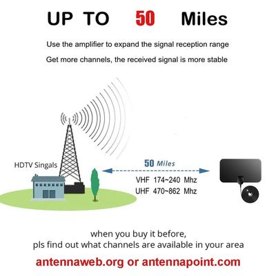 50 Miles Range Amplified HD Digital Indoor Booster Amplifier Signal TV Antenna For Smart TV