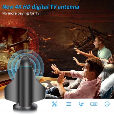 UV Protected ABS Iron Material Black Smart Digital DTV DVB Indoor TV Antenna for UHF VHF HD 8K 4K 1080P View HDTV Channels
