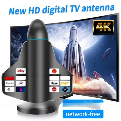 UV Protected ABS Iron Material Black Smart Digital DTV DVB Indoor TV Antenna for UHF VHF HD 8K 4K 1080P View HDTV Channels