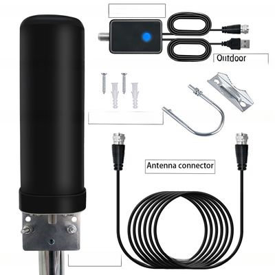Black High Gain Barrel Antenna for Digital HDTV Omni Signal Amplifier Waterproof Outdoor TV Antenna