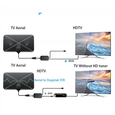 Amplified 50miles HD TV Antenna VHF174-230/UHF470-862 Frequency Range 25dbi Gain Digital Indoor with Amplifier and Plug