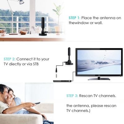 China Factory Promotion Indoor TV Antenna with Booster Feature for HDTV Roof Installation or Home Interior Use