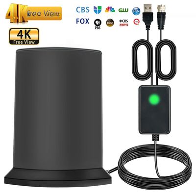 4K 8K 25dB High Gain HD TV DTV Box Digital TV Antenna 3000Mile Booster Active Indoor Aerial HD Flat Design For DVB-T2 TV Antenna