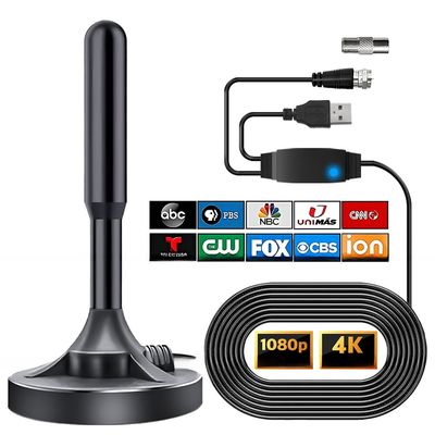 Customized Connector UHF VHF Digital Active HDTV DVB T2 ISDB ATSC TV Antenna with Amplifier and 75 Ω Input Impedance