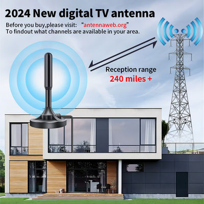 Customized Connector UHF VHF Digital Active HDTV DVB T2 ISDB ATSC TV Antenna with Amplifier and 75 Ω Input Impedance