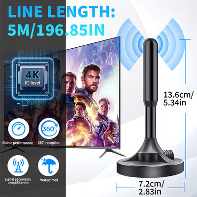 Customized Connector UHF VHF Digital Active HDTV DVB T2 ISDB ATSC TV Antenna with Amplifier and 75 Ω Input Impedance