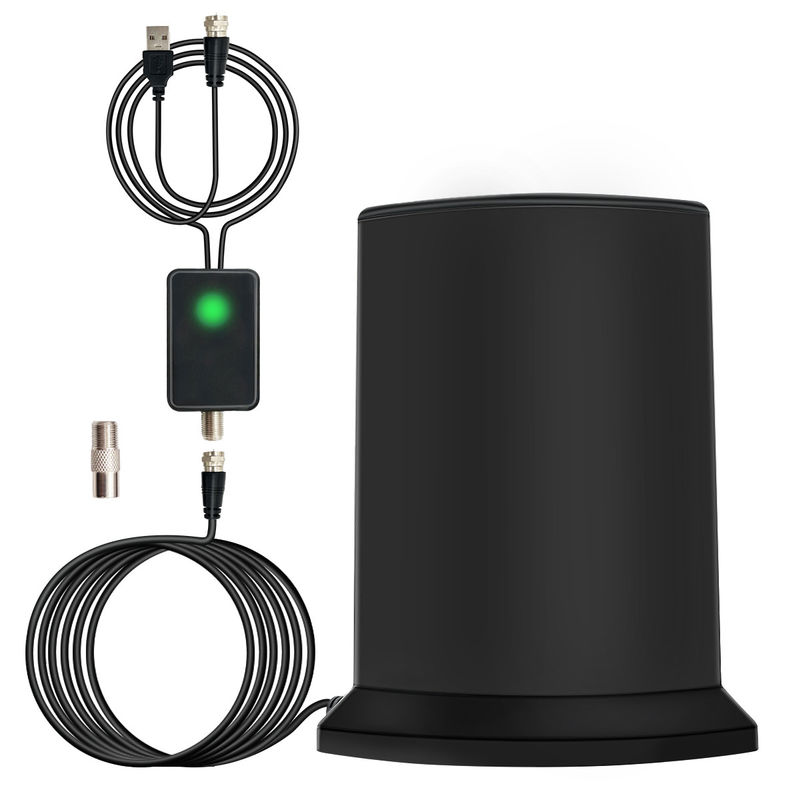 High Gain Black 4K DVB T2 Long Range HDTV Antenna for VHF UHF Amplified Digital Outdoor/Indoor TV on Connector type F-head