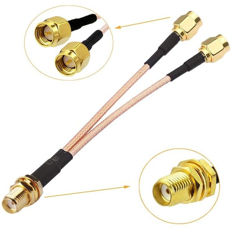 SMA Female to 2 SMA Male RF Coax Crimp Adapter RG316 Extension FPV Antenna Cable for in -40- 85°C Temperature Range