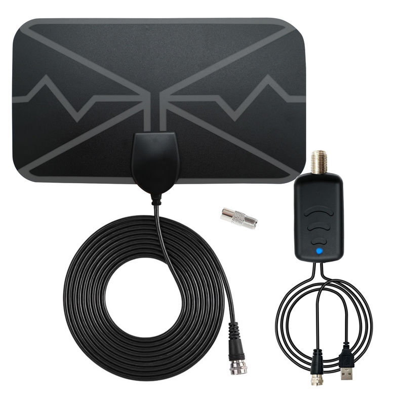 Amplified 50miles HD TV Antenna VHF174-230/UHF470-862 Frequency Range 25dbi Gain Digital Indoor with Amplifier and Plug