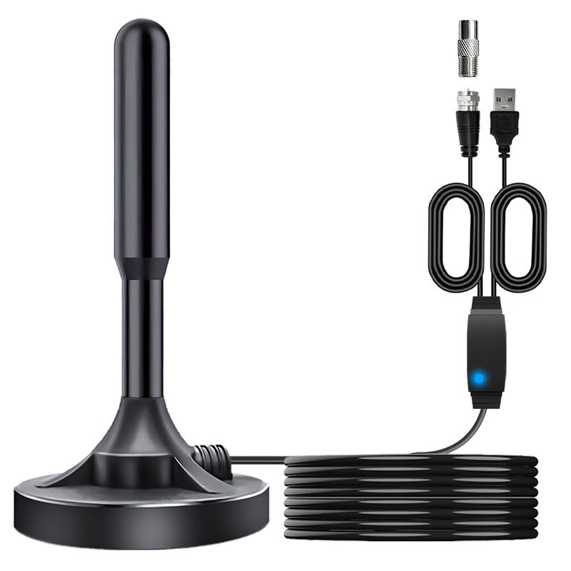 Customized Connector UHF VHF Digital Active HDTV DVB T2 ISDB ATSC TV Antenna with Amplifier and 75 Ω Input Impedance