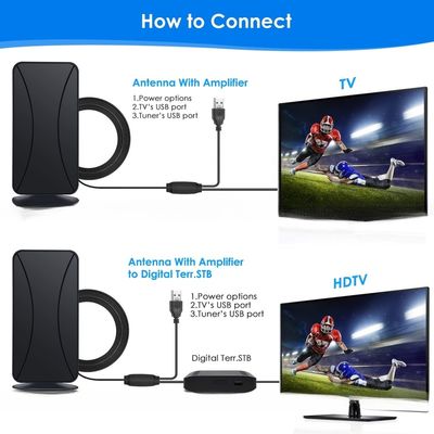 210*100*20MM IEC/F Connector Indoor 50 Miles Amplified Adapter Coax Cable 4K HDTV Digital HD TV Antenna